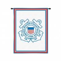 US Coast Guard - Woven Tapestry Wall Art Hanging - American Armed Forces Patriotic Logo Design - Cotton - Size 32x26