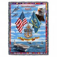 US Navy - Cotton Woven Blanket Throw -  (72x54)
