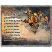 Fire Department - United We Stand - Firefighter Prayer - Charles Freitag - Cotton Woven Blanket Throw -  (72x54)