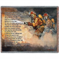 Fire Department - United We Stand - Firefighter Prayer - Charles Freitag - Cotton Woven Blanket Throw -  (72x54)