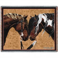 Warriors Truce II Horses - Diana Stamper - Cotton Woven Blanket Throw -  (72x54)