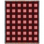 Plaid - Watermelon - Cotton Woven Blanket Throw -  (72x54)