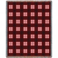 Plaid - Watermelon - Cotton Woven Blanket Throw -  (72x54)