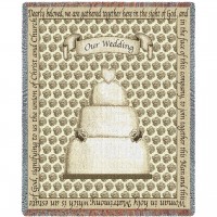 Wedding Cake Vows - Cotton Woven Blanket Throw -  (72x54)