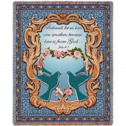 Wedding Doves - John 4:7 - Cotton Woven Blanket Throw -  (72x54)