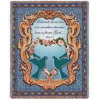 Wedding Doves - John 4:7 - Cotton Woven Blanket Throw -  (72x54)
