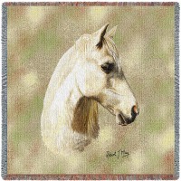 Welsh Pony Horse - Robert May - Lap Square Cotton Woven Blanket Throw -  (54x54)