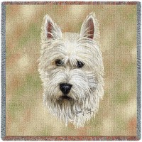 West Highland White Terrier - Robert May - Lap Square Cotton Woven Blanket Throw -  (54x54)