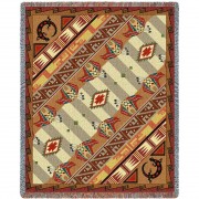 Western Slant - Shadows - Southwest Native American Inspired Tribal Camp - Cotton Woven Blanket Throw -  (72x54)