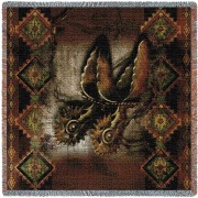 Western Spur - Cowboy - Alma Lee - Lap Square Cotton Woven Blanket Throw -  (54x54)