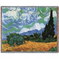 Wheat Field with Cypresses - Vincent van Gogh - Cotton Woven Blanket Throw -  (72x54)