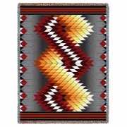 Whirlwind - Fire - Southwest Native American Inspired Tribal Camp - Cotton Woven Blanket Throw -  (72x54)
