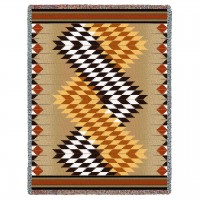 Whirlwind - Sand - Southwest Native American Inspired Tribal Camp - Cotton Woven Blanket Throw -  (72x54)