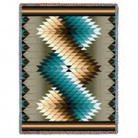 Whirlwind - Smoke - Southwest Native American Inspired Tribal Camp - Cotton Woven Blanket Throw -  (72x54)