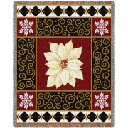 White Poinsettia - Stephanie Stouffer - Cotton Woven Blanket Throw -  (72x54)