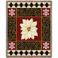 White Poinsettia - Stephanie Stouffer - Cotton Woven Blanket Throw -  (72x54)