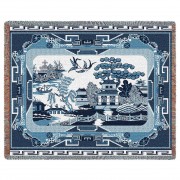 Blue Willow - Cotton Woven Blanket Throw -  (72x54)