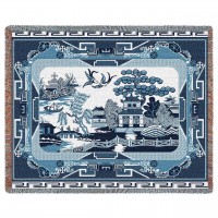 Blue Willow - Cotton Woven Blanket Throw -  (72x54)