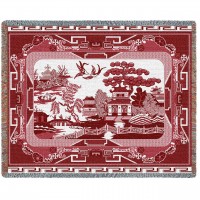 Red Willow - Cotton Woven Blanket Throw -  (72x54)