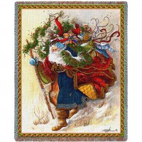 Windswept Santa - Peggy Abrams - Cotton Woven Blanket Throw -  (72x54)