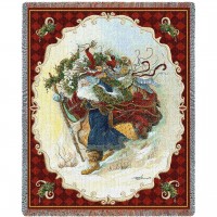 Windswept Santa Journey - Peggy Abrams - Cotton Woven Blanket Throw -  (72x54)