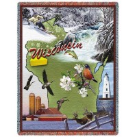 State of Wisconsin - Cotton Woven Blanket Throw -  (72x54)