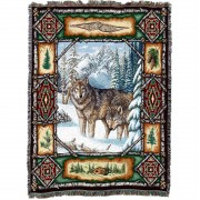 Wolf Lodge - Cotton Woven Blanket Throw -  (72x54)