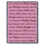 Positive Words Hug - Berry - Cotton Woven Blanket Throw -  (72x54)