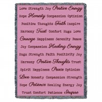 Positive Words Hug - Berry - Cotton Woven Blanket Throw -  (72x54)