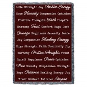 Positive Words Hug - Brown - Cotton Woven Blanket Throw -  (72x54)