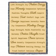 Positive Words Hug - Cream - Cotton Woven Blanket Throw -  (72x54)