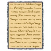Positive Words Hug - Cream - Cotton Woven Blanket Throw -  (72x54)