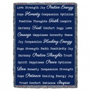 Positive Words Hug - Dark Blue - Cotton Woven Blanket Throw -  (72x54)