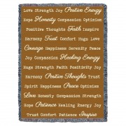 Positive Words Hug - Dark Gold - Cotton Woven Blanket Throw -  (72x54)