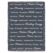 Positive Words Hug - Dark Grey - Cotton Woven Blanket Throw -  (72x54)