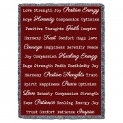 Positive Words Hug - Red - Cotton Woven Blanket Throw -  (72x54)