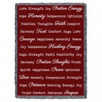 Positive Words Hug - Red - Cotton Woven Blanket Throw -  (72x54)
