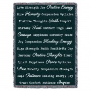 Positive Words Hug - Dark Teal - Cotton Woven Blanket Throw -  (72x54)