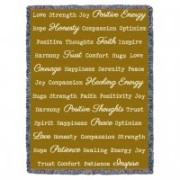 Positive Words Hug - Gold - Cotton Woven Blanket Throw -  (72x54)