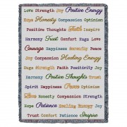 Positive Words Hug - Grey Dots Multicolor - Cotton Woven Blanket Throw -  (72x54)
