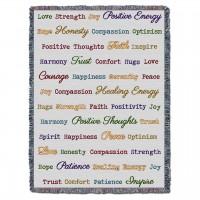 Positive Words Hug - Grey Dots Multicolor - Cotton Woven Blanket Throw -  (72x54)