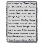 Positive Words Hug - Light Grey - Cotton Woven Blanket Throw -  (72x54)