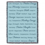 Positive Words Hug - Light Teal - Cotton Woven Blanket Throw -  (72x54)