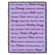 Positive Words Hug - Lilac - Cotton Woven Blanket Throw -  (72x54)