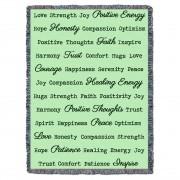 Positive Words Hug - Mint - Cotton Woven Blanket Throw -  (72x54)