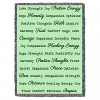 Positive Words Hug - Mint - Cotton Woven Blanket Throw -  (72x54)