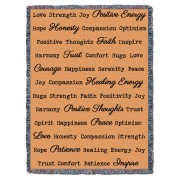 Positive Words Hug - Peach - Cotton Woven Blanket Throw -  (72x54)