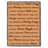 Positive Words Hug - Peach - Cotton Woven Blanket Throw -  (72x54)