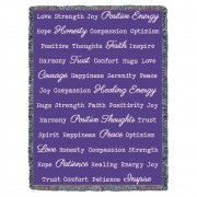 Positive Words Hug - Purple - Cotton Woven Blanket Throw -  (72x54)
