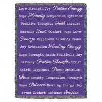Positive Words Hug - Purple - Cotton Woven Blanket Throw -  (72x54)